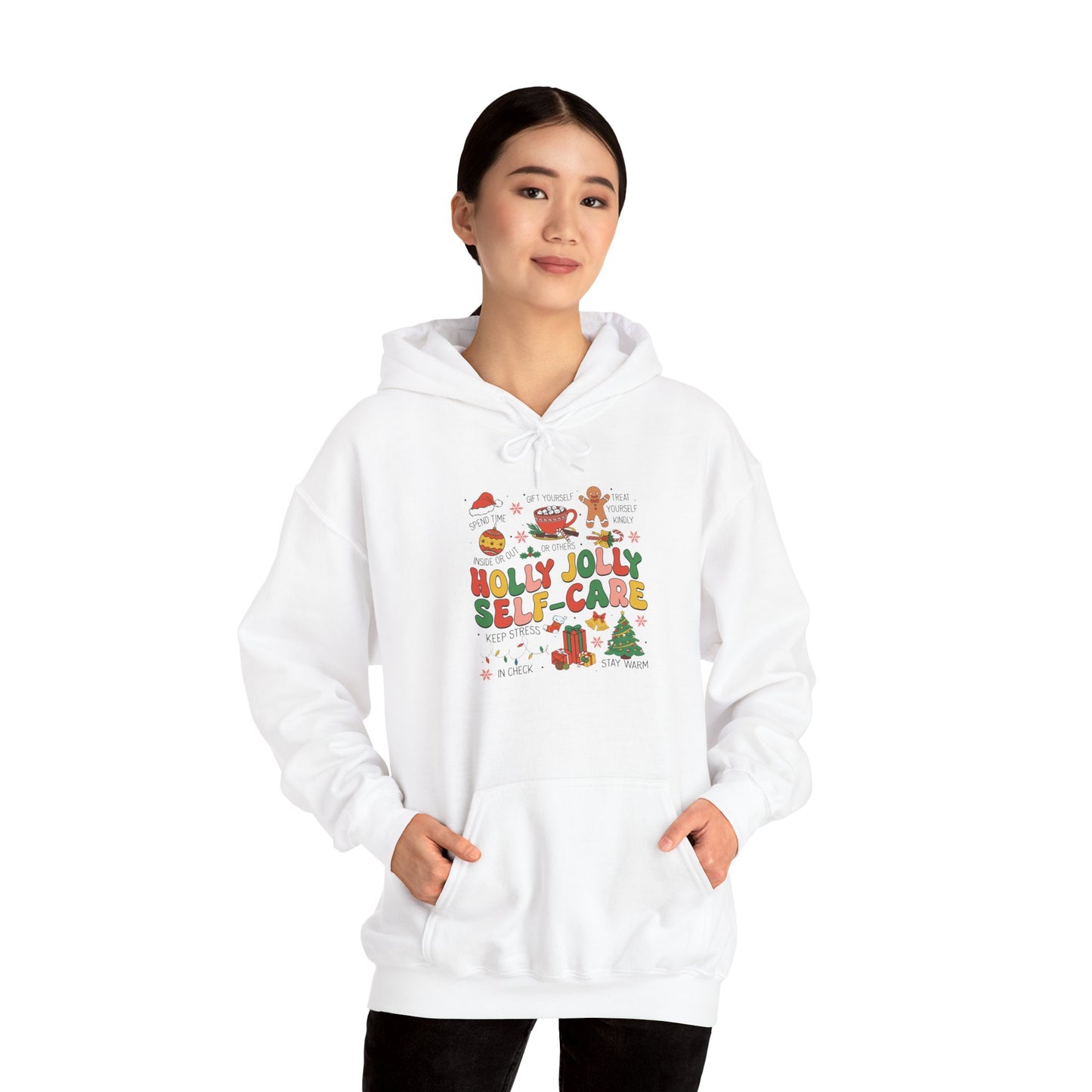 "Holly Jolly Self-Care" Christmas • Unisex Adult Hoodie