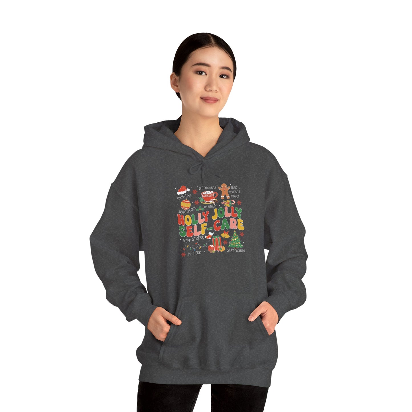"Holly Jolly Self-Care" Christmas • Unisex Adult Hoodie
