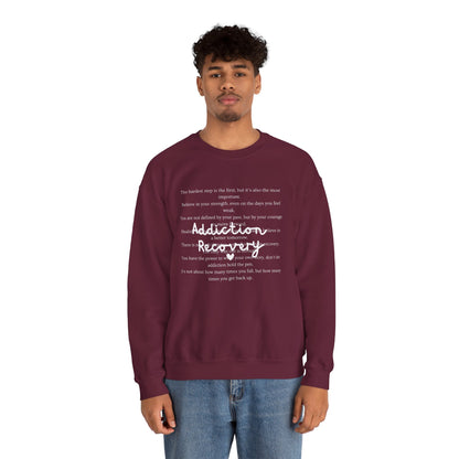 Addiction Recovery Inspirational Message Crewneck • Unisex Crewneck Sweatshirt