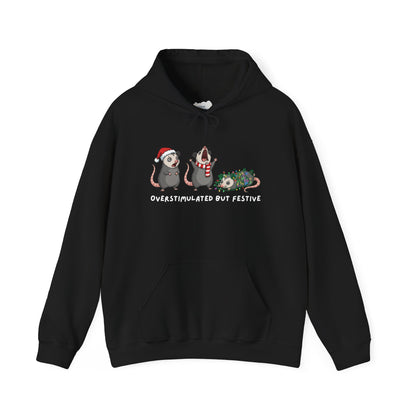 "Overstimulated But Festive" Christmas • Unisex Adult Hoodie