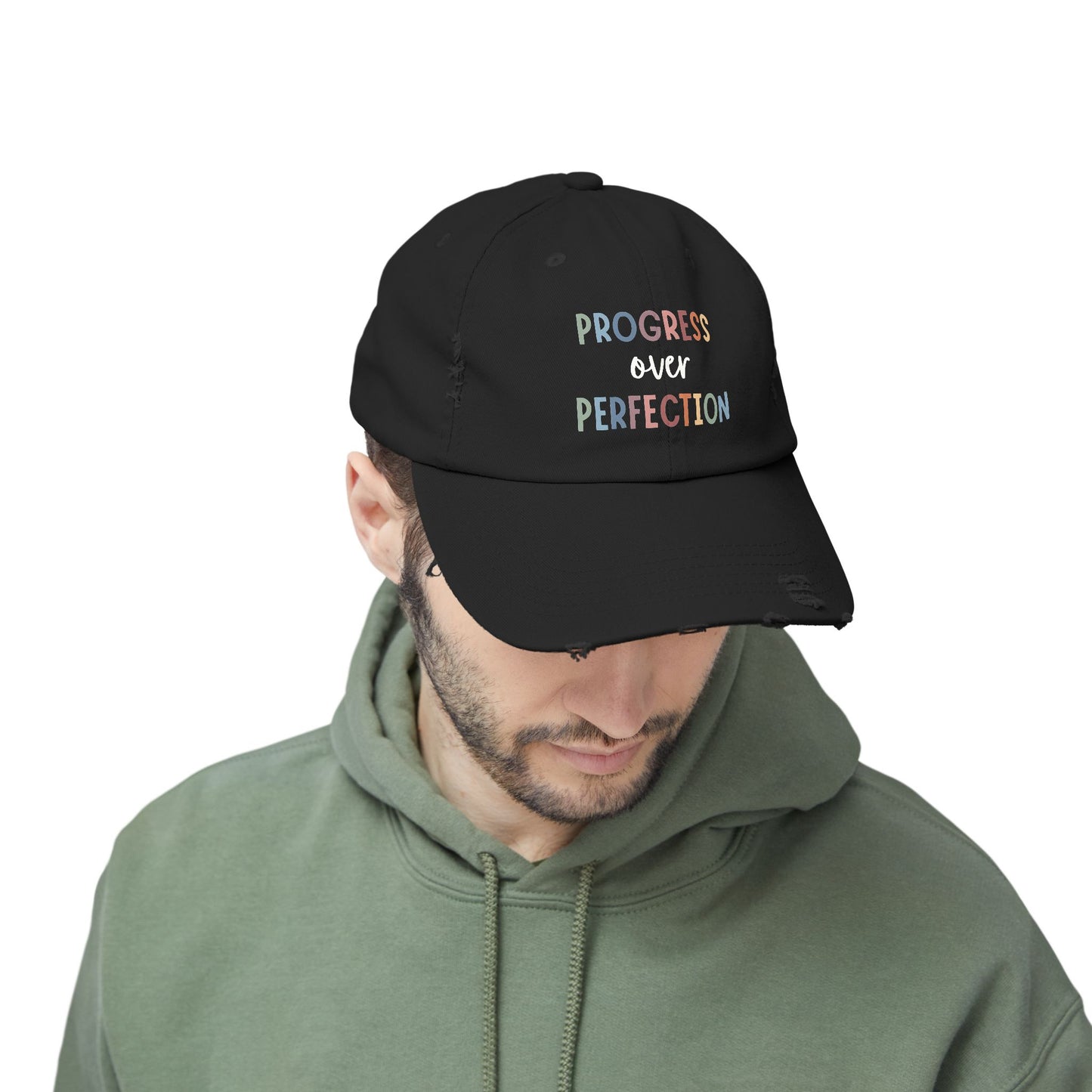 Progress Over Perfection • Unisex Distressed Hat