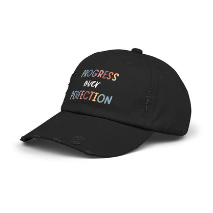 Progress Over Perfection • Unisex Distressed Hat