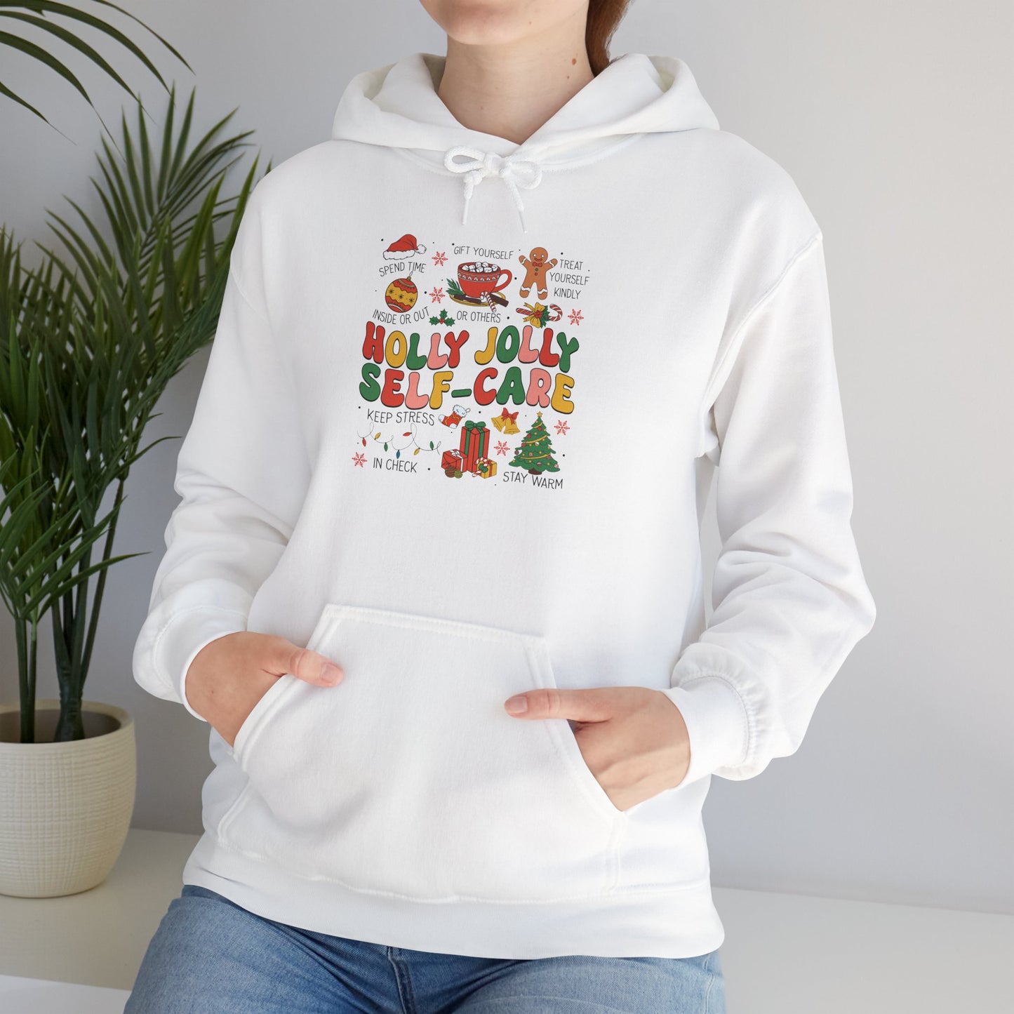 "Holly Jolly Self-Care" Christmas • Unisex Adult Hoodie