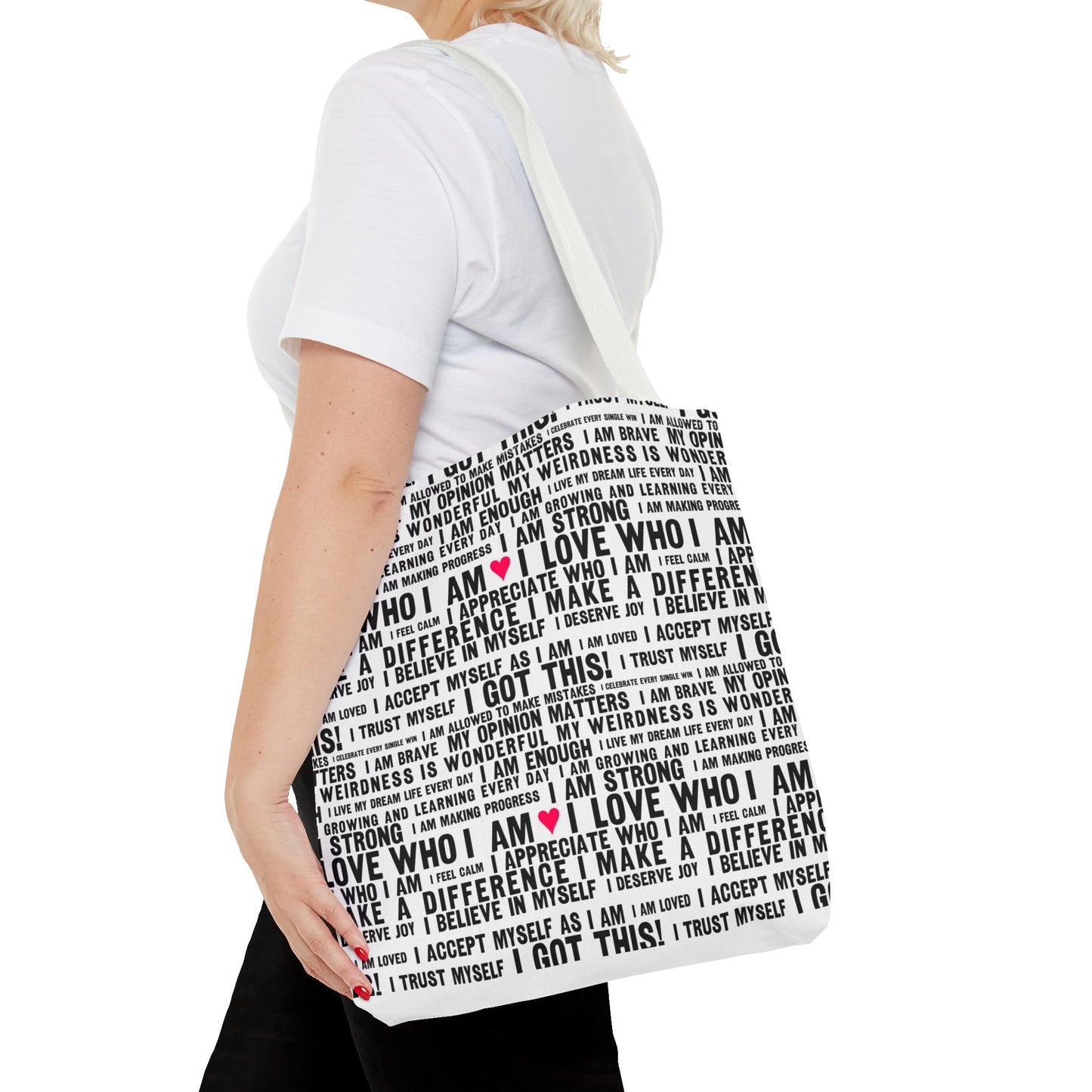 Daily Affirmations in Black & White | Eco-Friendly Tote Bag