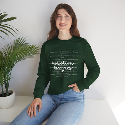 Addiction Recovery Inspirational Message Crewneck • Unisex Crewneck Sweatshirt