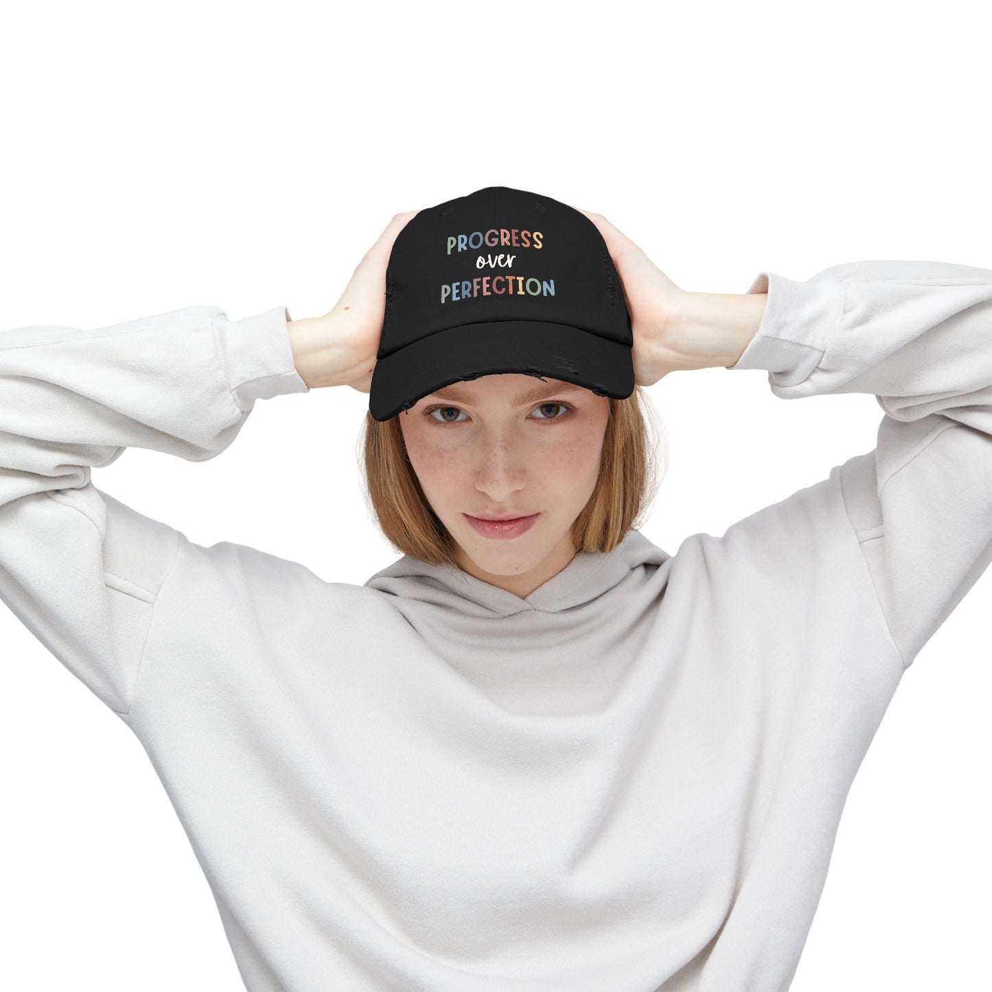 Progress Over Perfection • Unisex Distressed Hat