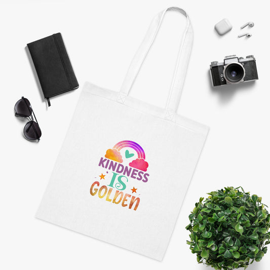 Kindness is Golden • Eco-Friendly Cotton Grocery Tote