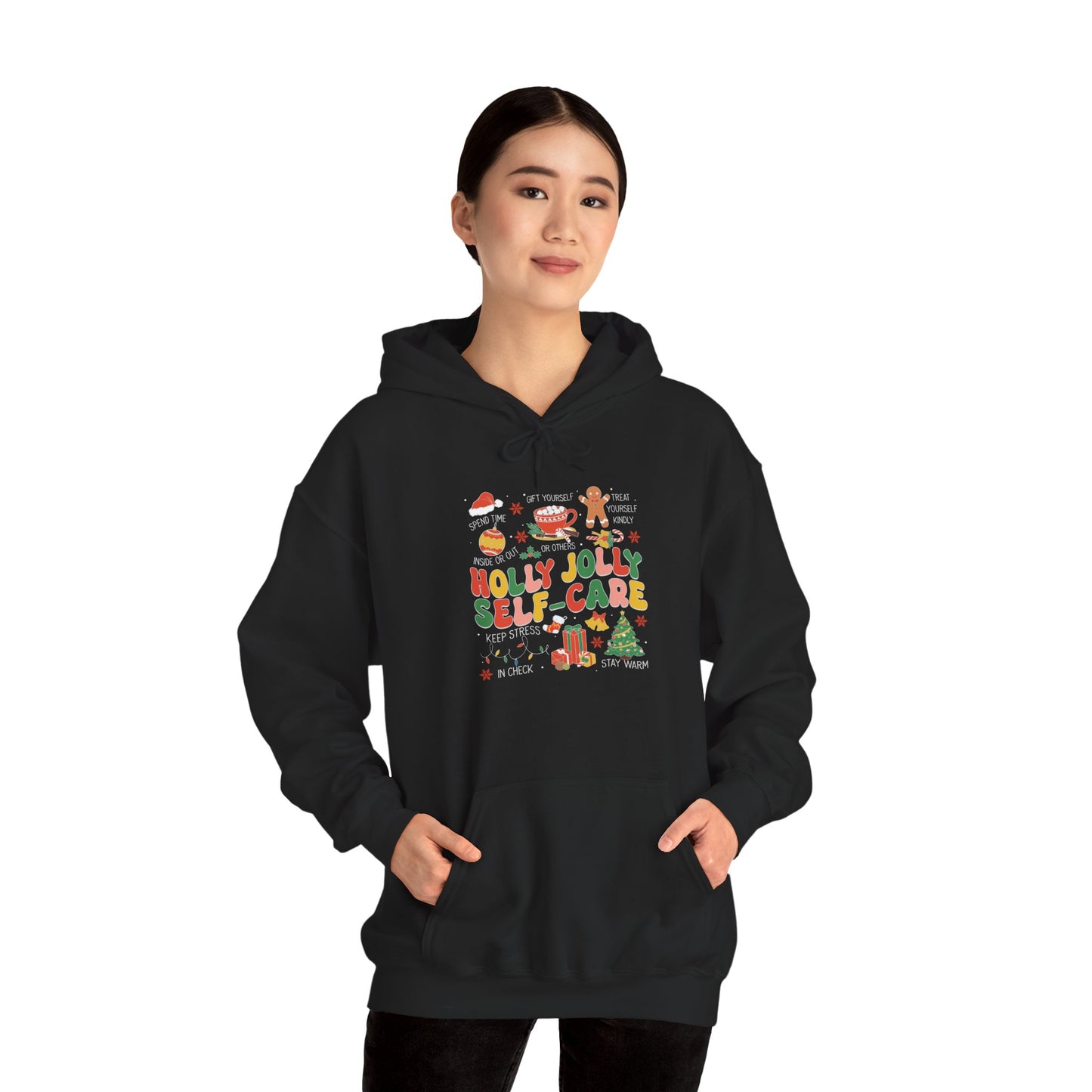 "Holly Jolly Self-Care" Christmas • Unisex Adult Hoodie