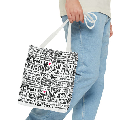Daily Affirmations in Black & White | Eco-Friendly Tote Bag