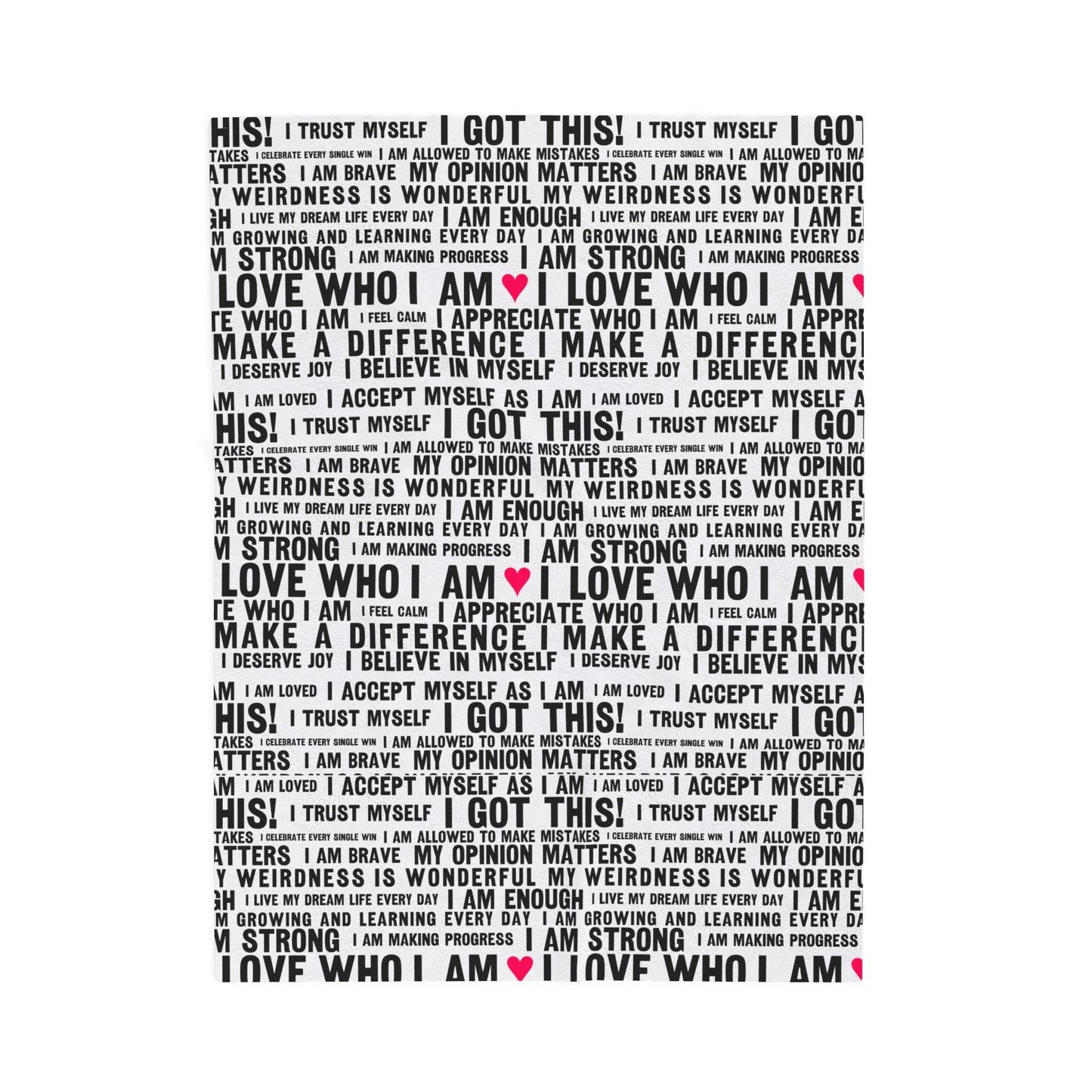 Daily Affirmations in Black & White | Plush Velveteen Blanket