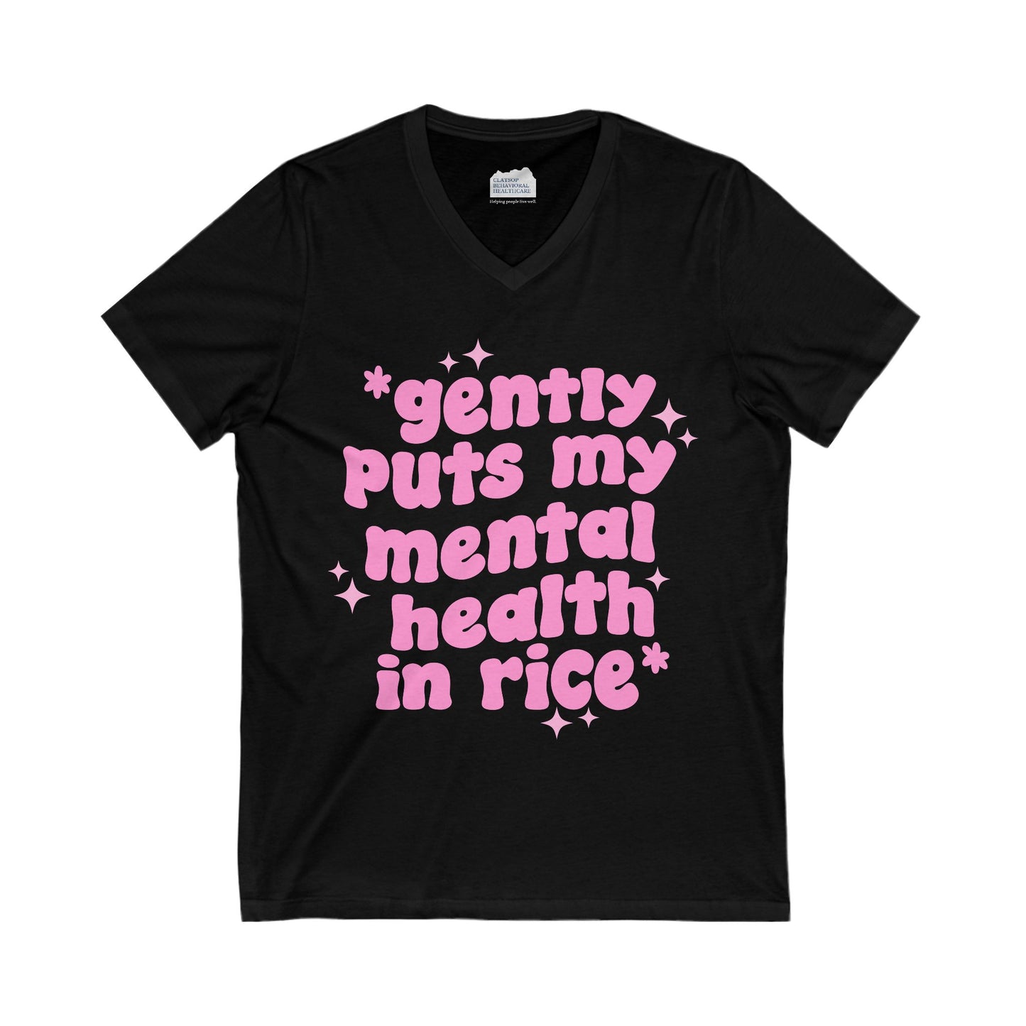 Gently Puts My Mental Health in Rice • Unisex Adult V-Neck Tee