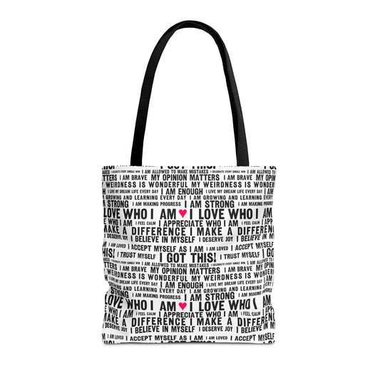 Daily Affirmations in Black & White | Eco-Friendly Tote Bag
