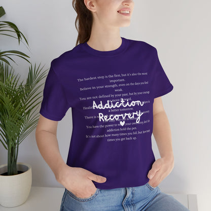 Addiction Recovery Inspirational Message • Unisex Adult Short Sleeve T-Shirt
