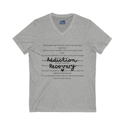 Addiction Recovery Inspirational Message • Unisex Adult V-Neck T-Shirt