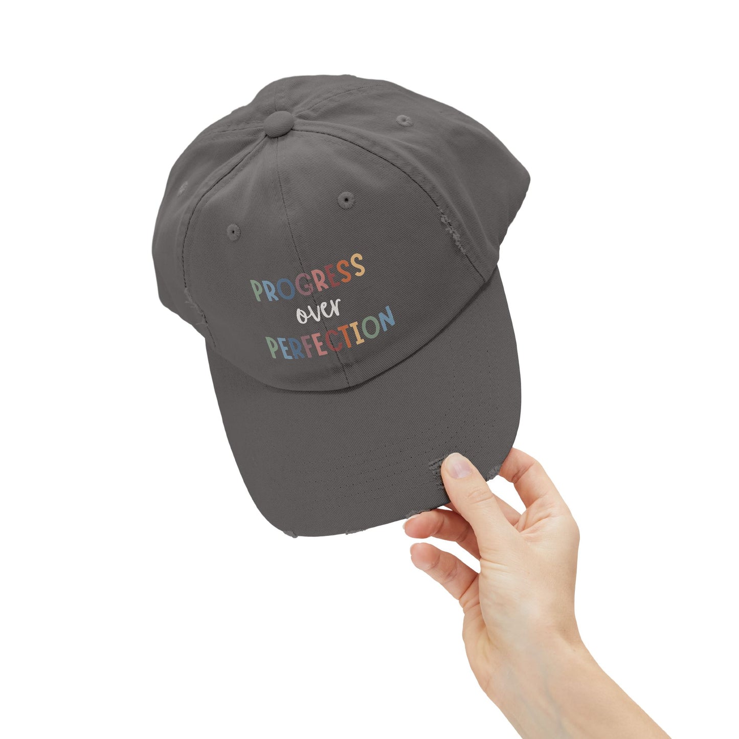 Progress Over Perfection • Unisex Distressed Hat