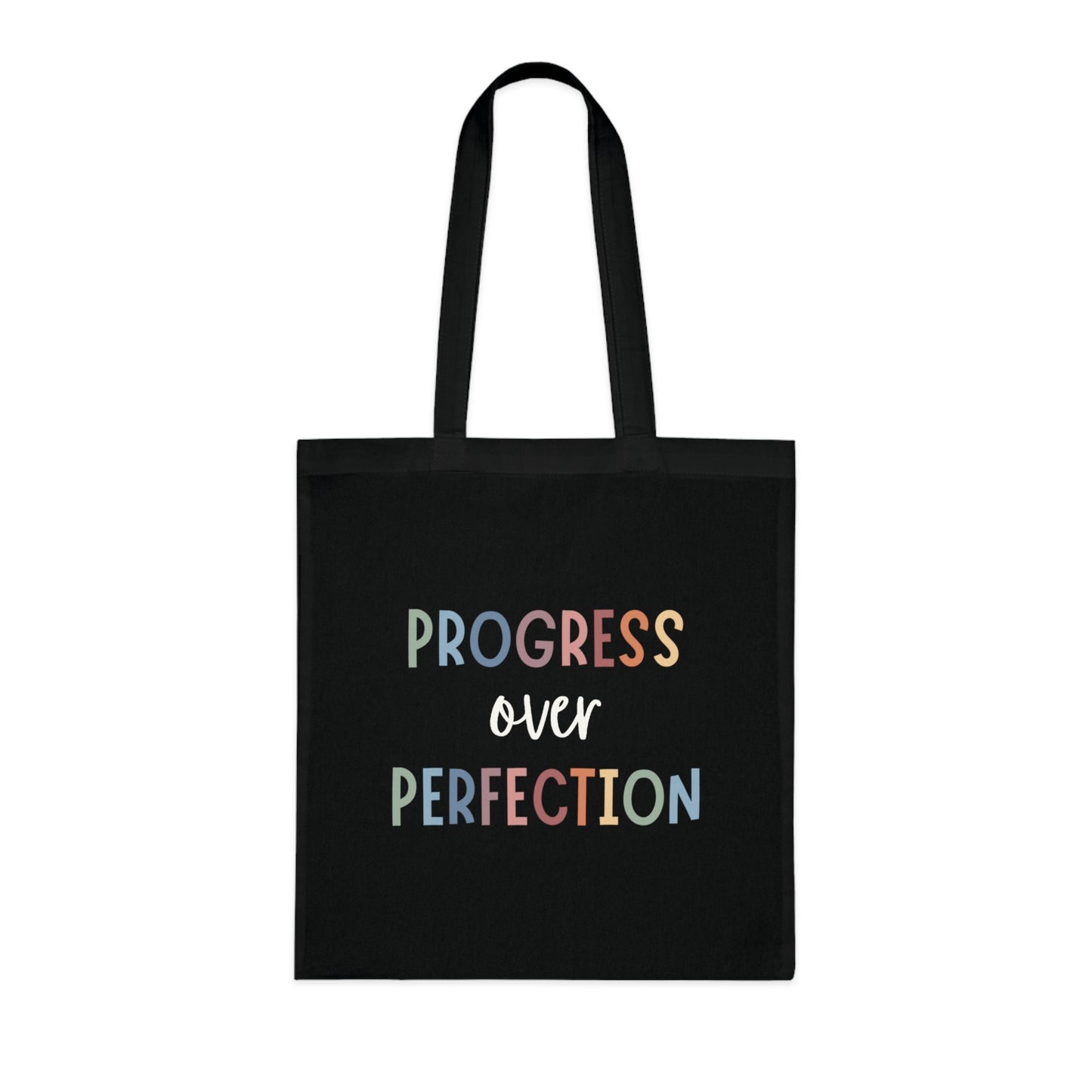 Progress Over Perfection • Eco-Friendly Cotton Grocery Tote