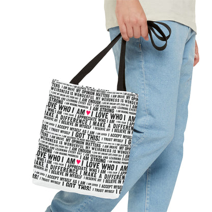 Daily Affirmations in Black & White | Eco-Friendly Tote Bag