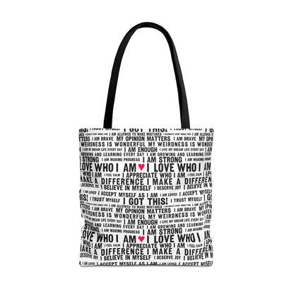 Daily Affirmations in Black & White | Eco-Friendly Tote Bag
