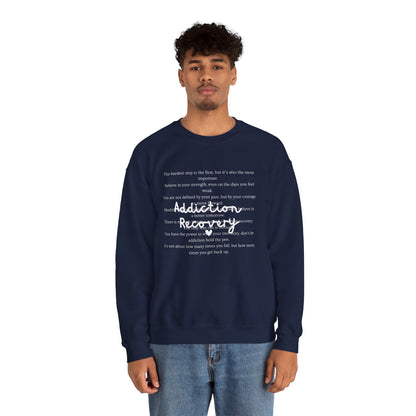 Addiction Recovery Inspirational Message Crewneck • Unisex Crewneck Sweatshirt