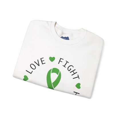 Love. Fight. Hope. Believe. Green Ribbon for Mental Health Sweatshirt • Unisex Crewneck Sweatshirt