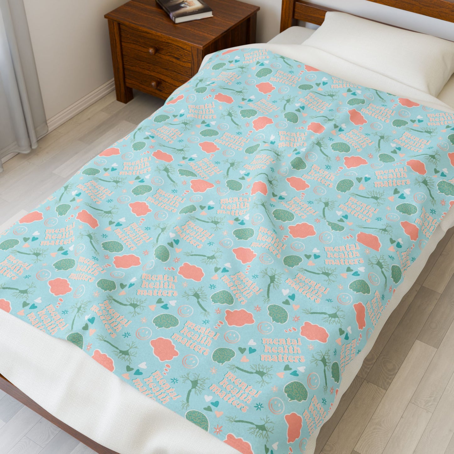 Mental Health Matters Pattern | Velveteen Plush Blanket