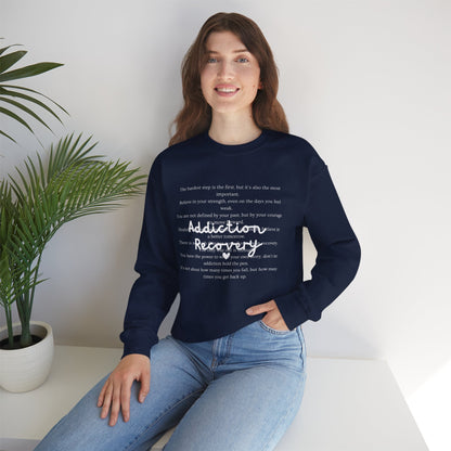 Addiction Recovery Inspirational Message Crewneck • Unisex Crewneck Sweatshirt