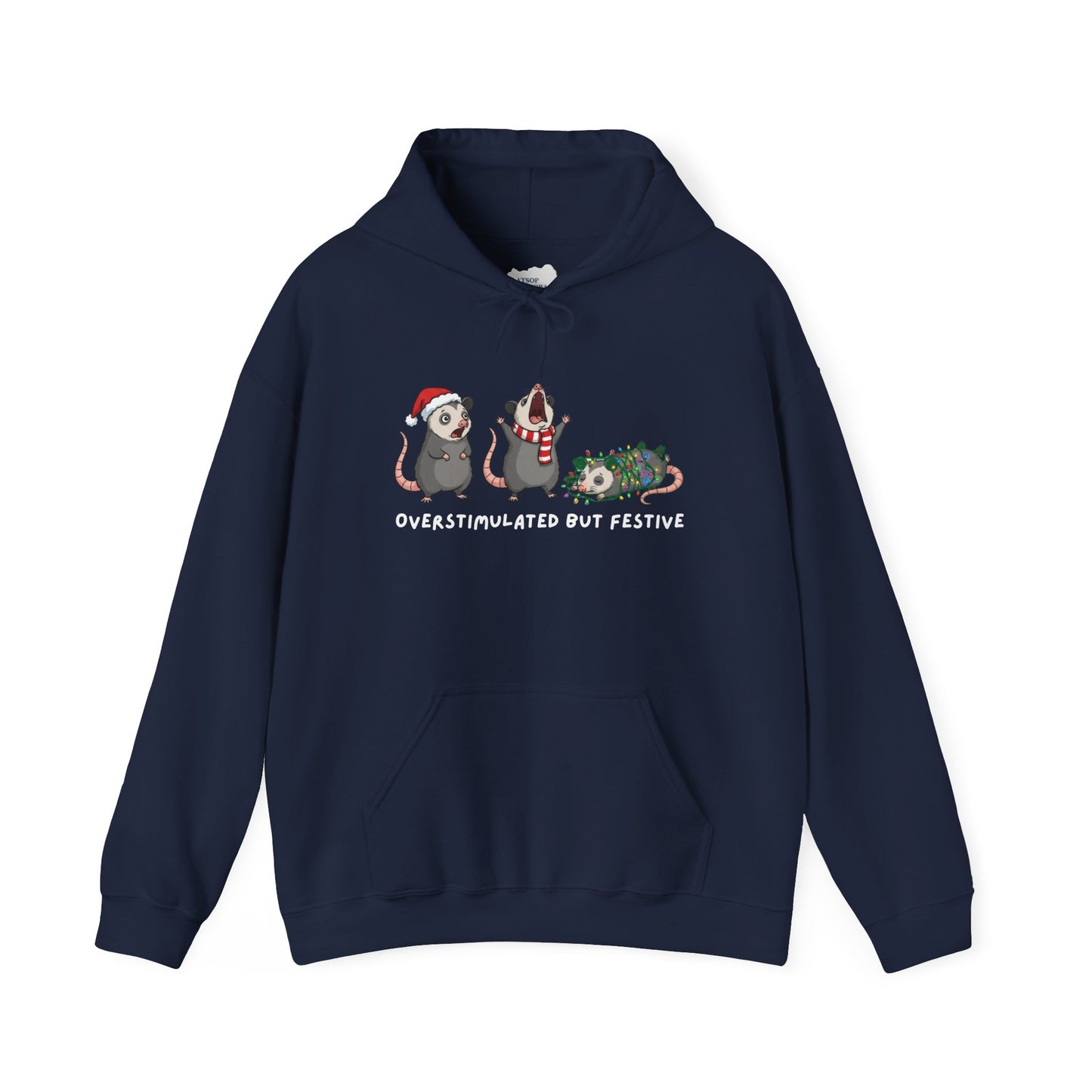 "Overstimulated But Festive" Christmas • Unisex Adult Hoodie