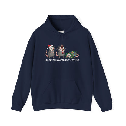 "Overstimulated But Festive" Christmas • Unisex Adult Hoodie