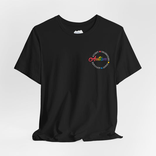 Accept. Understand. Adapt. Advocate. Autism Awareness  • Unisex Adult Short Sleeve Tee
