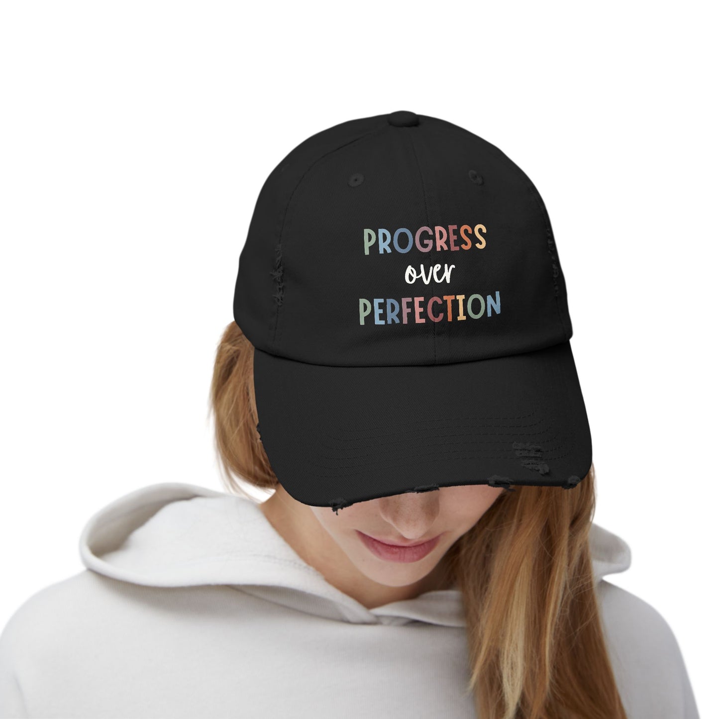 Progress Over Perfection • Unisex Distressed Hat