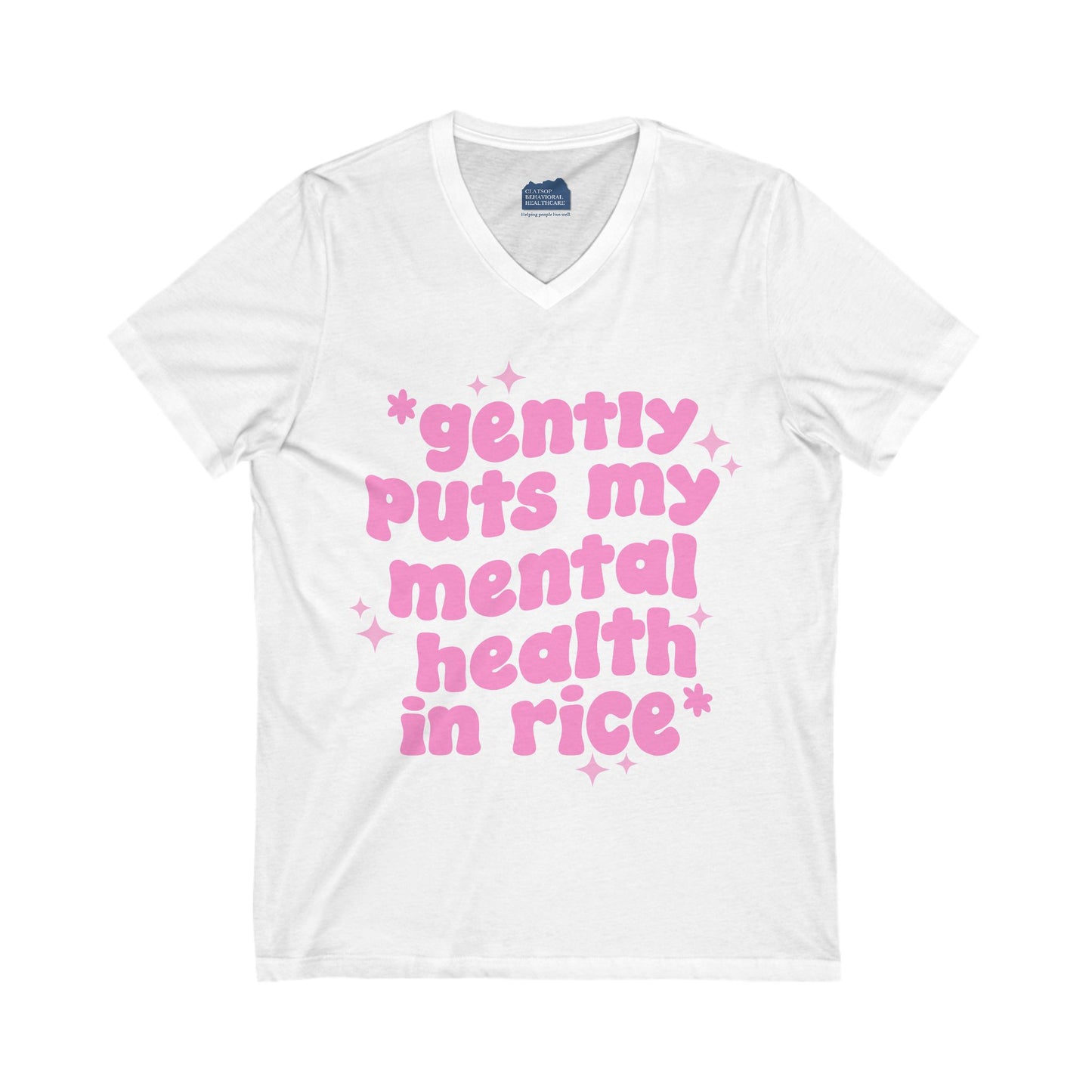 Gently Puts My Mental Health in Rice • Unisex Adult V-Neck Tee