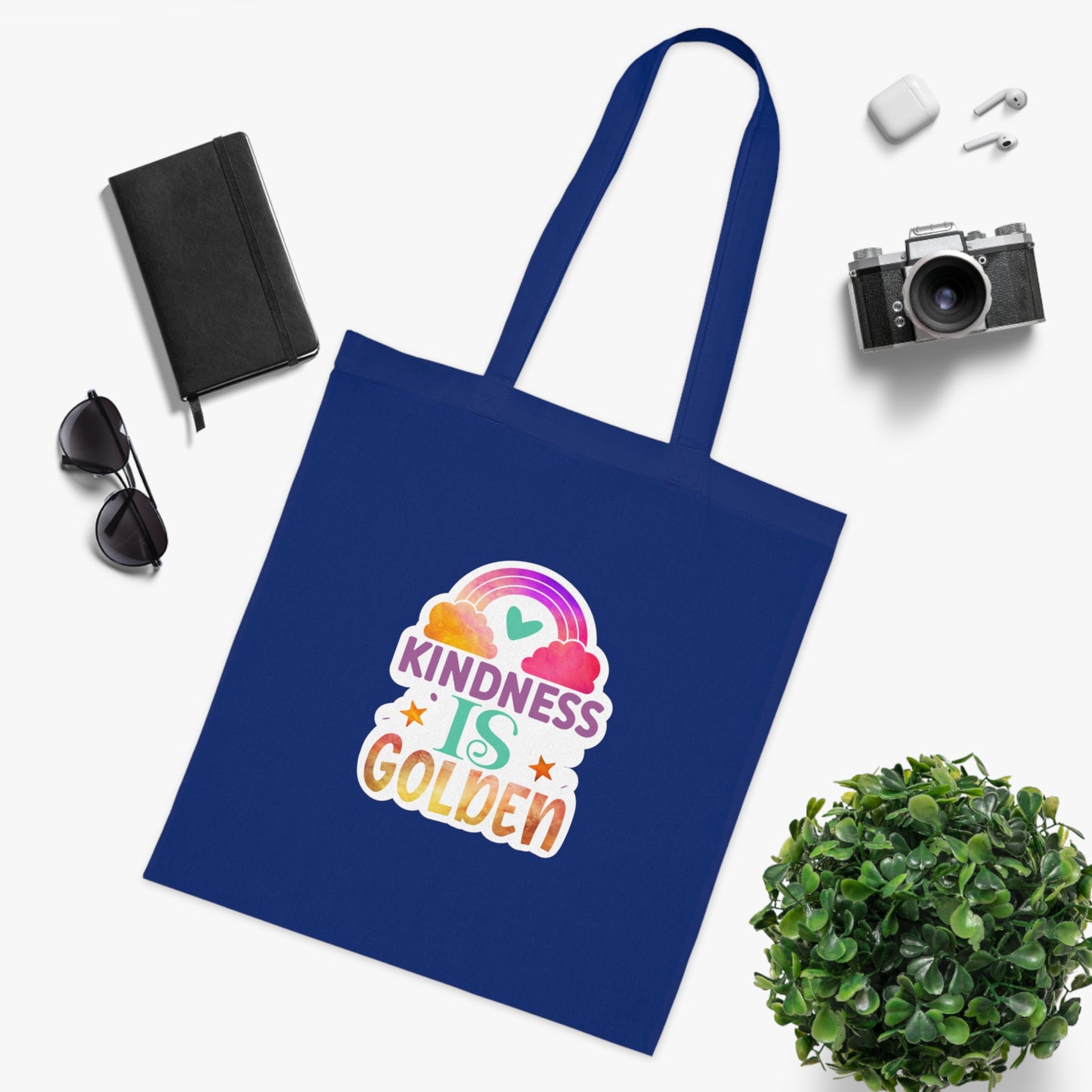 Kindness is Golden • Eco-Friendly Cotton Grocery Tote