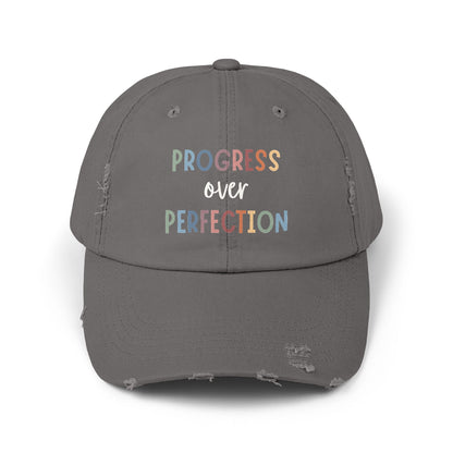Progress Over Perfection • Unisex Distressed Hat