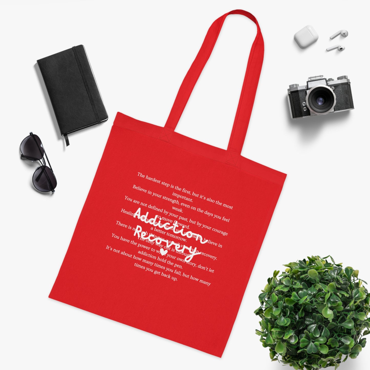 Addiction Recovery Inspirational Message Tote • Eco-Friendly Cotton Grocery Tote