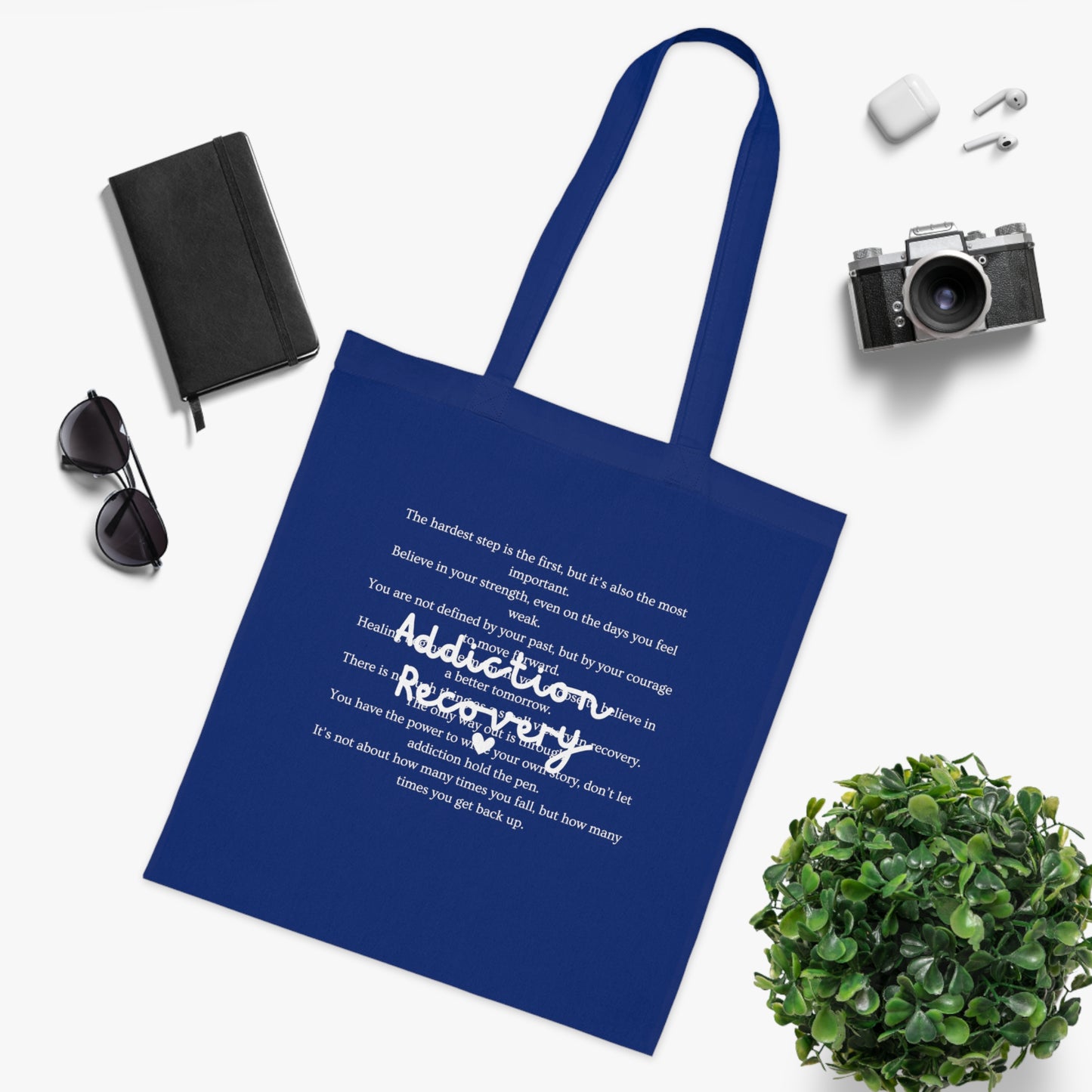 Addiction Recovery Inspirational Message Tote • Eco-Friendly Cotton Grocery Tote