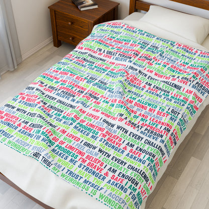 Daily Affirmations in Multi-Color | Velveteen Plush Blanket