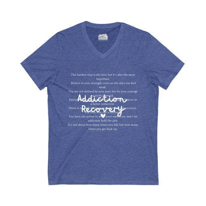 Addiction Recovery Inspirational Message • Unisex Adult V-Neck T-Shirt