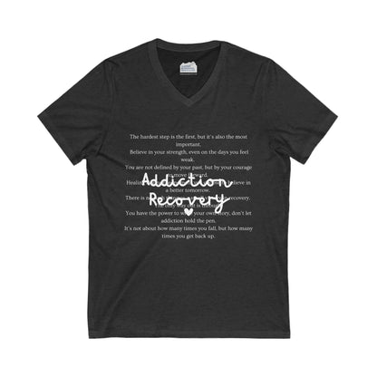 Addiction Recovery Inspirational Message • Unisex Adult V-Neck T-Shirt
