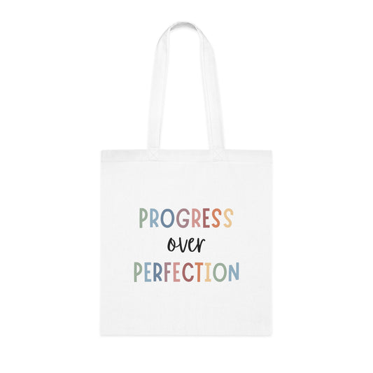 Progress Over Perfection • Eco-Friendly Cotton Grocery Tote