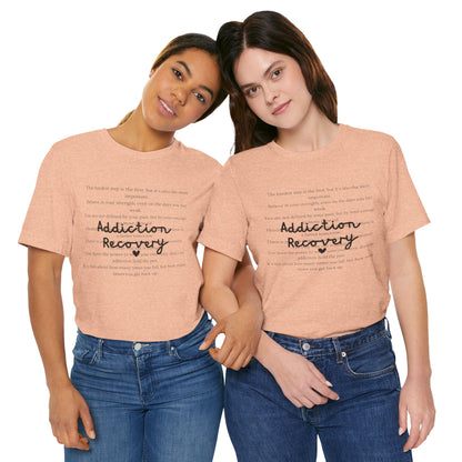 Addiction Recovery Inspirational Message • Unisex Adult Short Sleeve T-Shirt